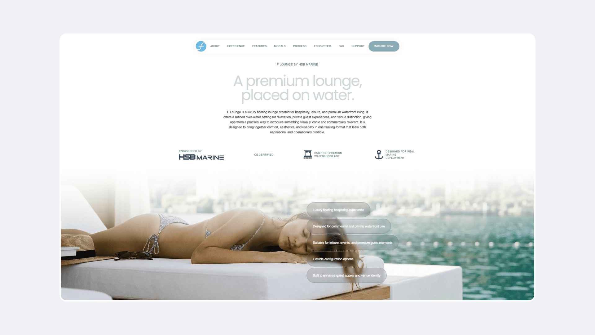 F-Lounge - Landing Page website project image featuring UI / UX and Web Build 3