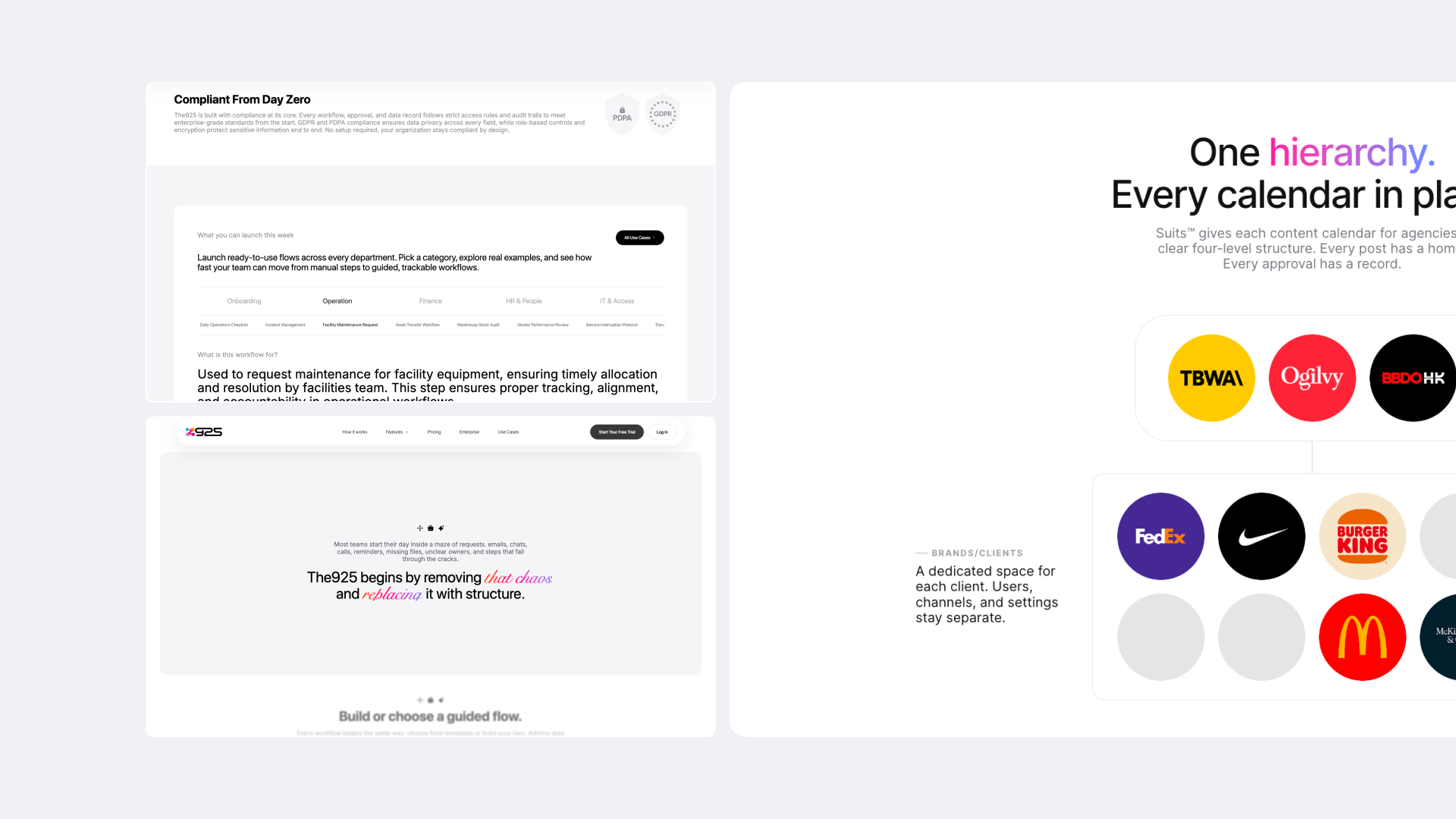 The925 - Website website project image featuring UI / UX, Web Build, and Growth 4